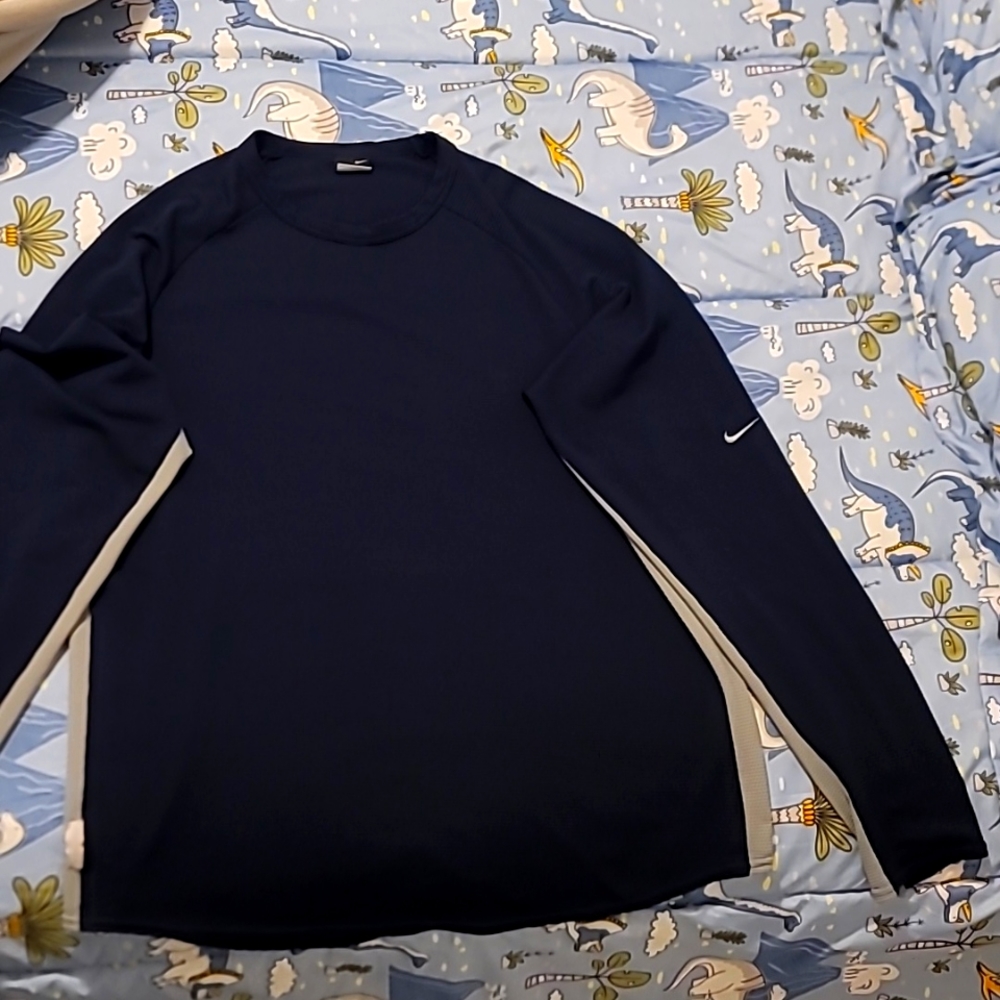 NIKE Sphere Dry Vintage Long Sleeve Waffle Knit Crewneck Shirt sz L Excellent